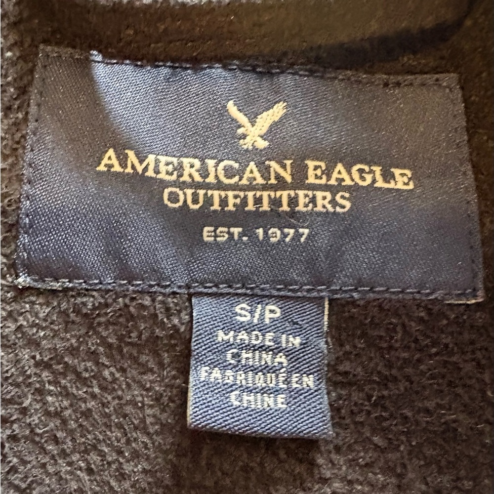 American Eagle Outfitters Faux Suede & Faux Shearling Charcoal Moto Jacket Sz S - Picture 12 of 12